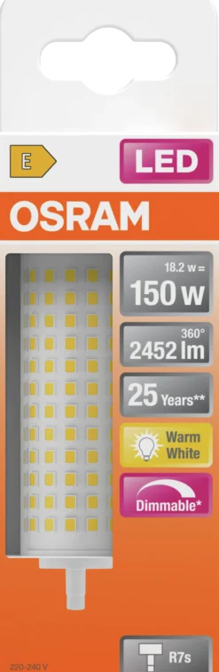 Led Line R7S 150 2452lm klar 118Mm Lang Dimbar Varmhvit-Osram Discount