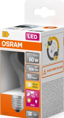 LED lyspære Classic A60 7,3W 2700K daylight sensor E27-Osram Best