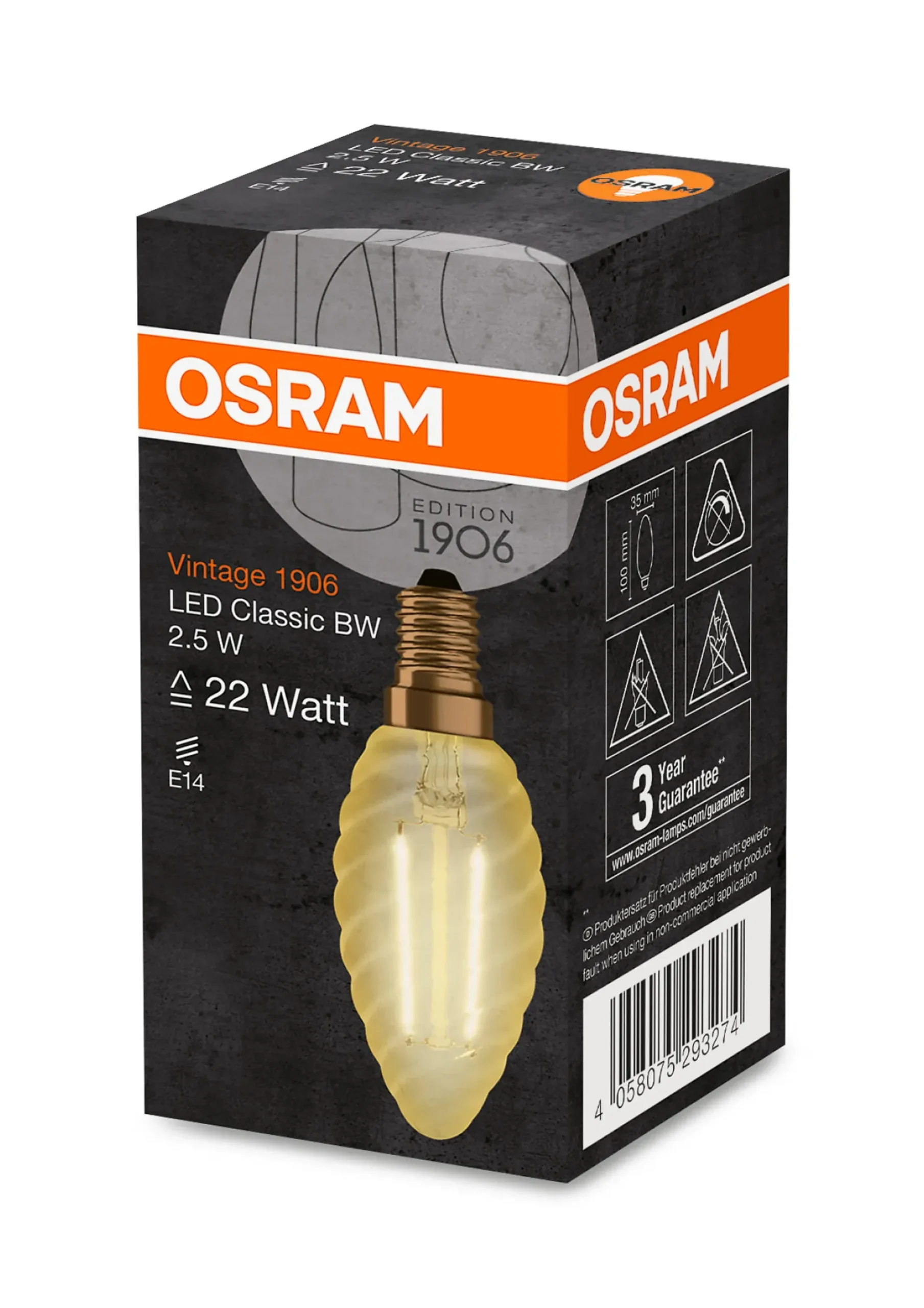 LED lyspære Classic BW 22 2,5W 827 gold E14-Osram Sale