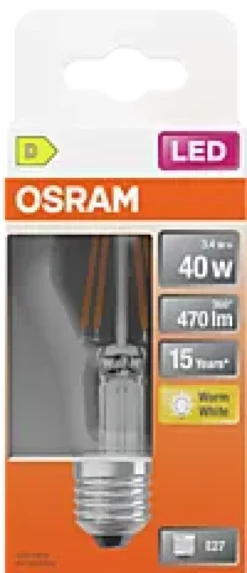 Led Lyspære E27 Classic A40 470lm klar-Osram
