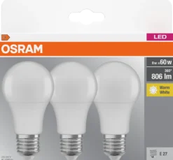 Led Lyspære E27 Classic A60 806lm matt Hs 3stk-Osram Hot