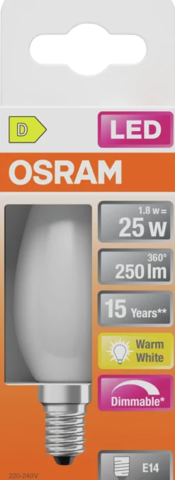 Led Lyspære E14 Classic B25 250lm matt Dimbar-Osram Sale