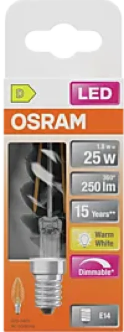 Led Lyspære E14 Classic Bw25 250lm klar Dimbar-Osram New