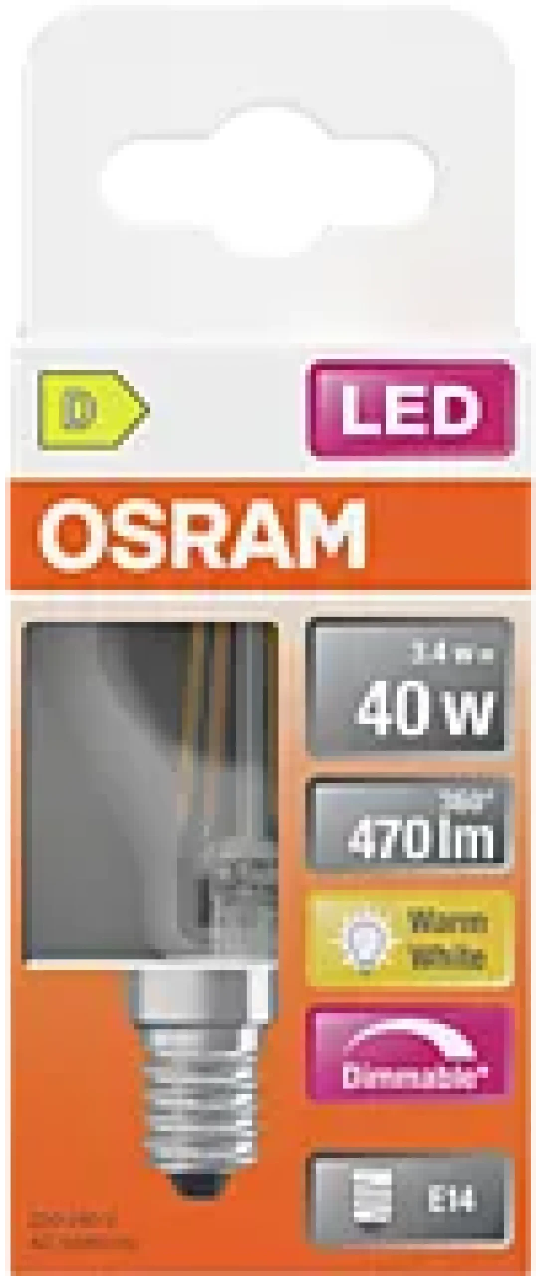 Led Lyspære E14 Classic P40 470lm klar Dimbar-Osram Online