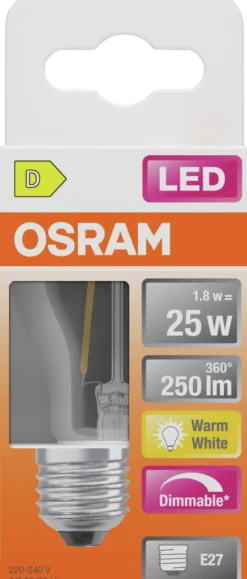 Led Lyspære E27 Classic P25 250lm klar Dimbar-Osram Clearance