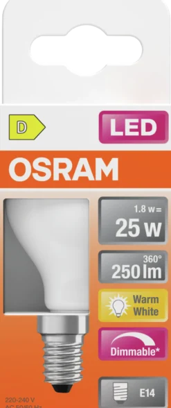 Led Lyspære E14 Classic P25 250lm matt Dimbar-Osram New