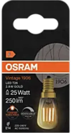 Led Lyspære E14 T26 25 250lm Gold Dimbar Varmere-Osram Clearance
