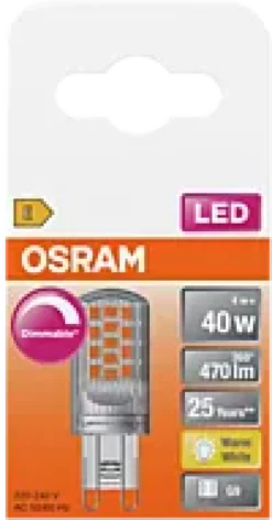 Led Pin G9 40 470lm klar Dimbar Varmhvit-Osram Outlet