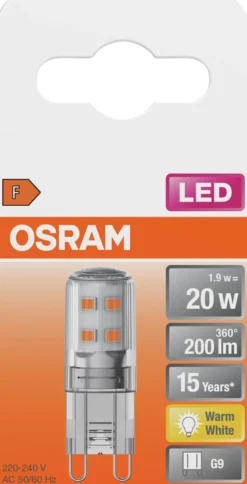 LED pin 20 1,9W 2700K G9-Osram New