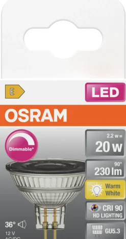 Led Spot Gu5,3 Mr16 20 230lm 12V Dimbar Varmhvit-Osram Hot
