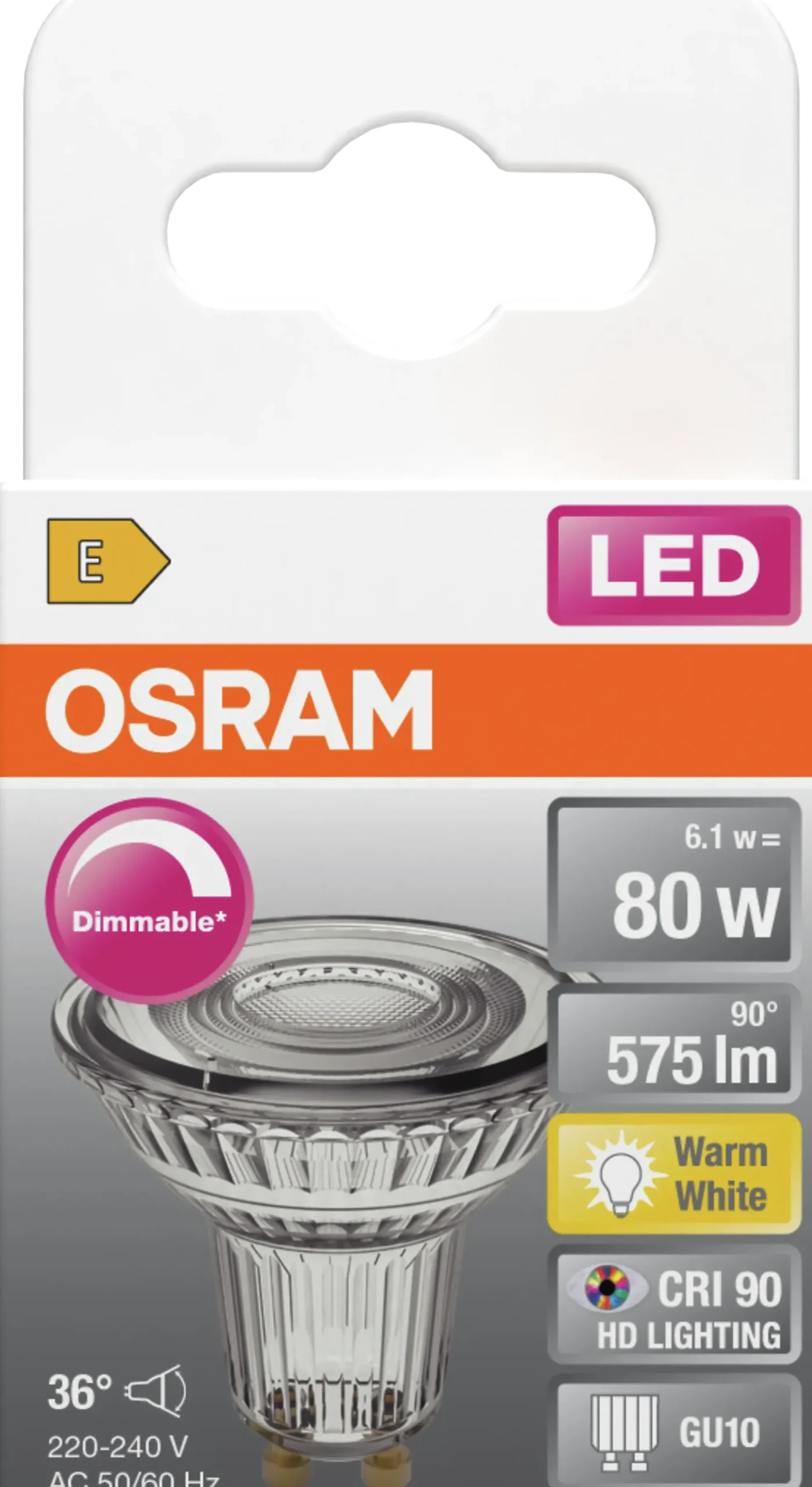 Led Spot Gu10 Par16 80 575lm Dimbar Varmhvit-Osram Sale