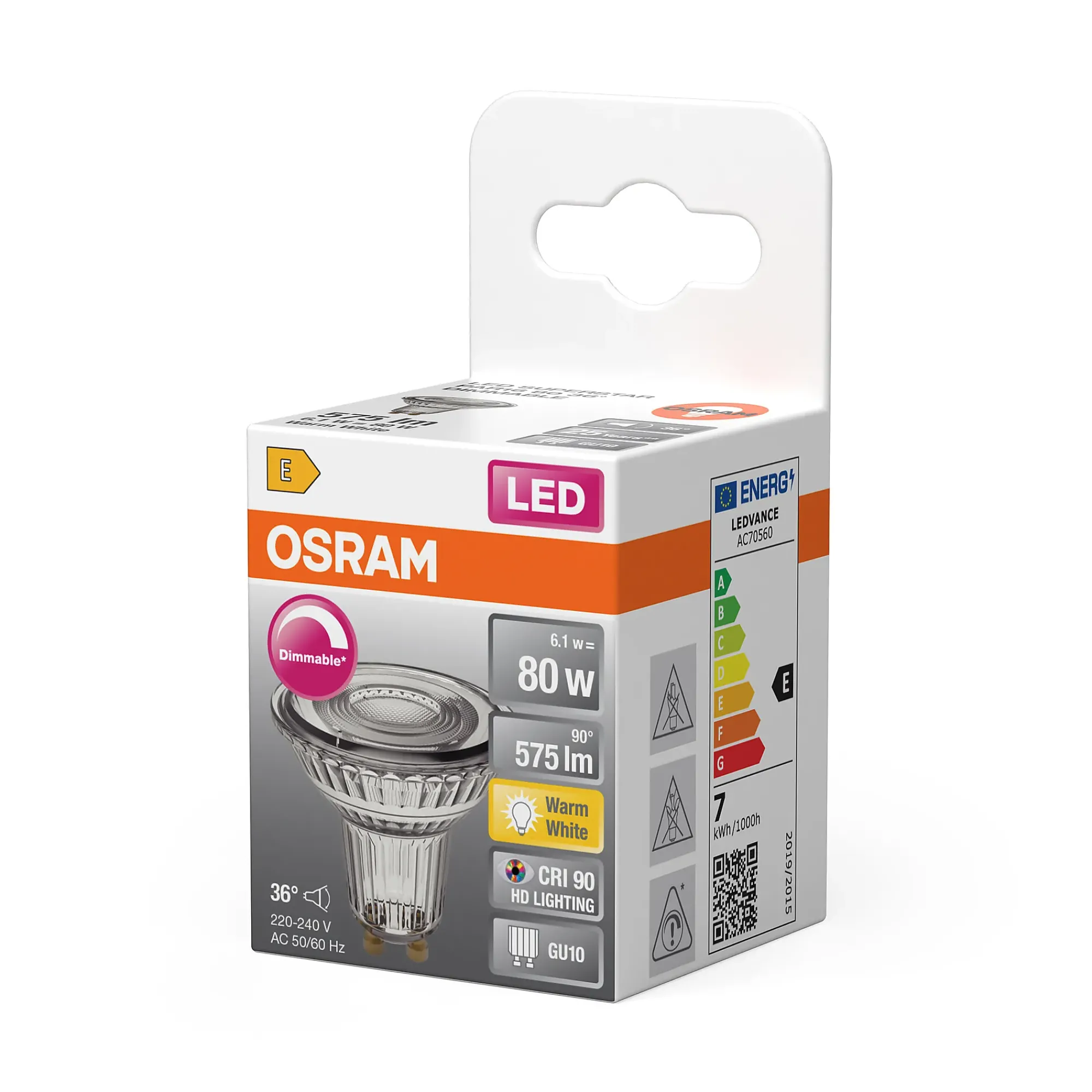 Led Spot Gu10 Par16 80 575lm Dimbar Varmhvit-Osram Sale
