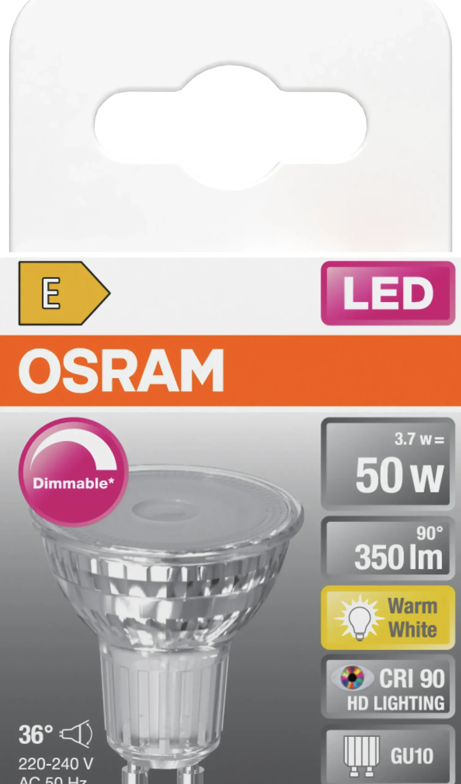 Led Spot Gu10 Par16 50 350lm Dimbar Varmhvit-Osram Online