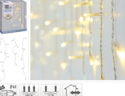 Lyslenke Istapper 180ledlys varmhvit komplett startsett IP44 6m-Ki Discount