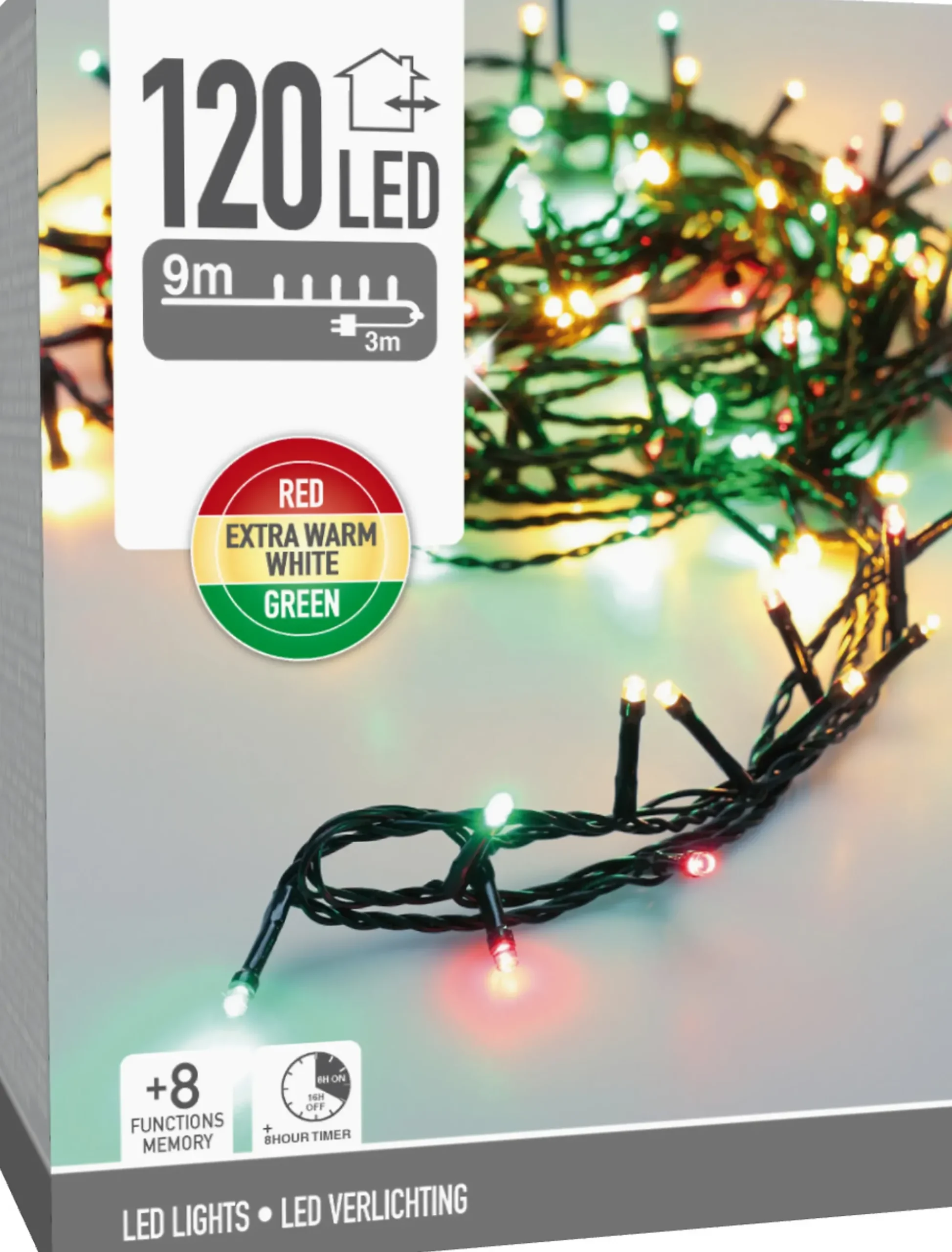 Lyslenke 120ledlys 3 farger 3m-Ki Best