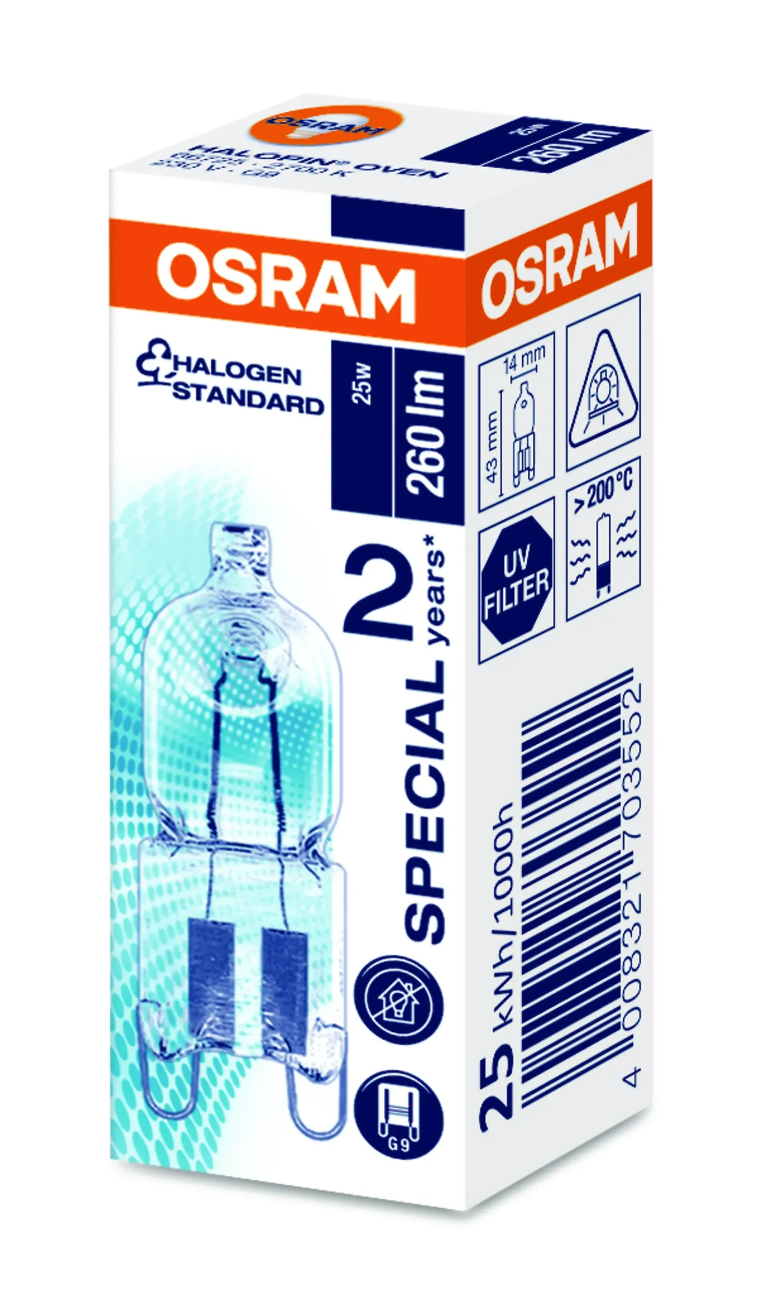 Lyspære Halogen ovn pin 25W 230V G9-Osram Discount