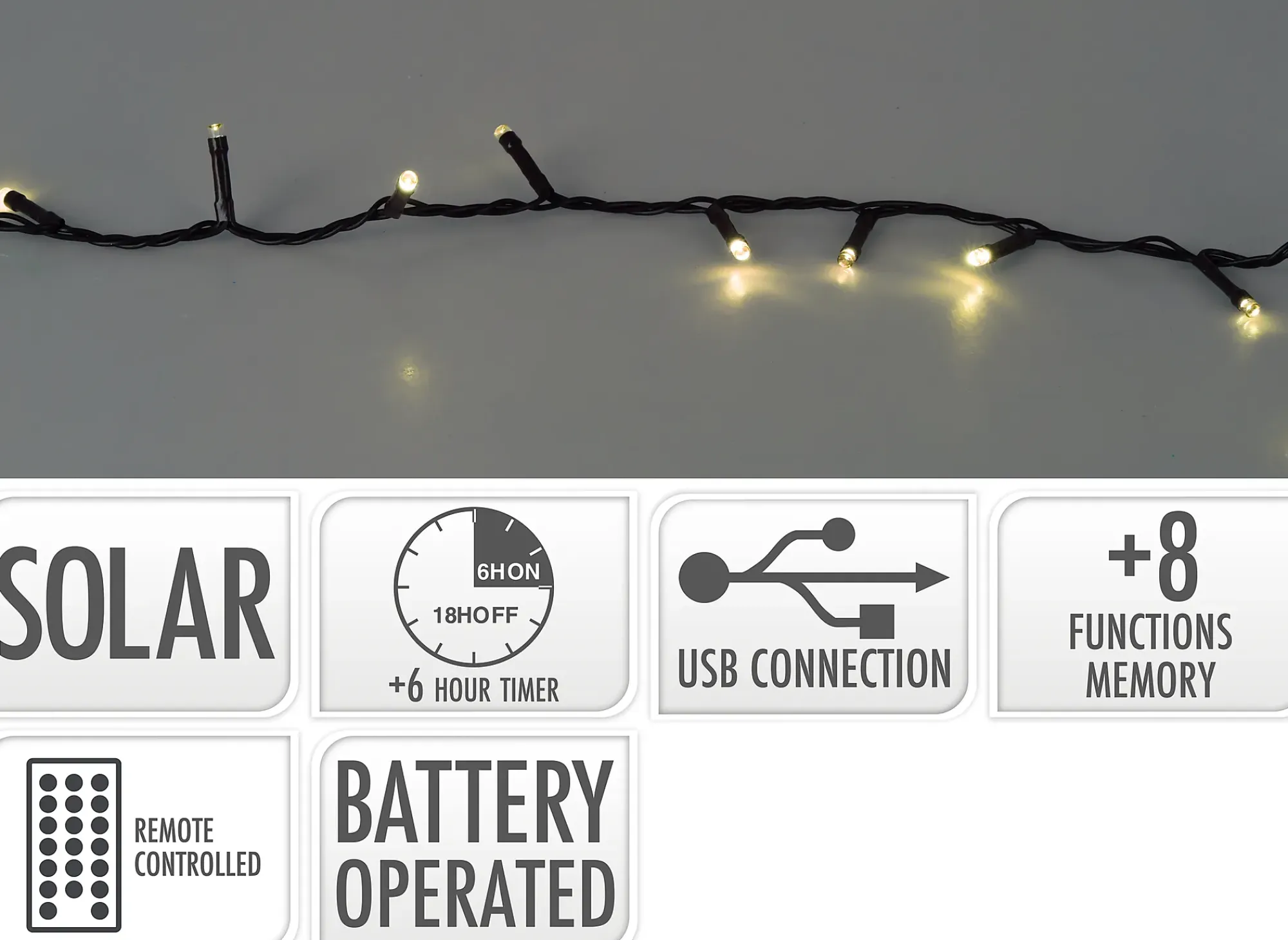 Lysslynge 240ledlys Solar Light Oppladbar 10m-Ki Sale
