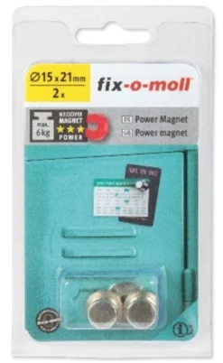 Magnetkjegle Neodym silver 15x21mm 2stk 6kg-Fix O Moll New