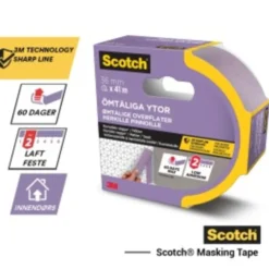 Maskeringstape 2080 24mmx41m for ømfintlige overflater-Scotch Online