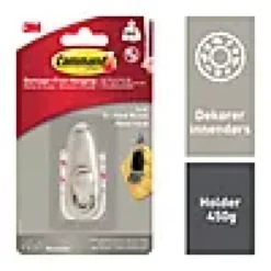 Metallkrok Classic rund liten i børstet nikkel-Command Outlet