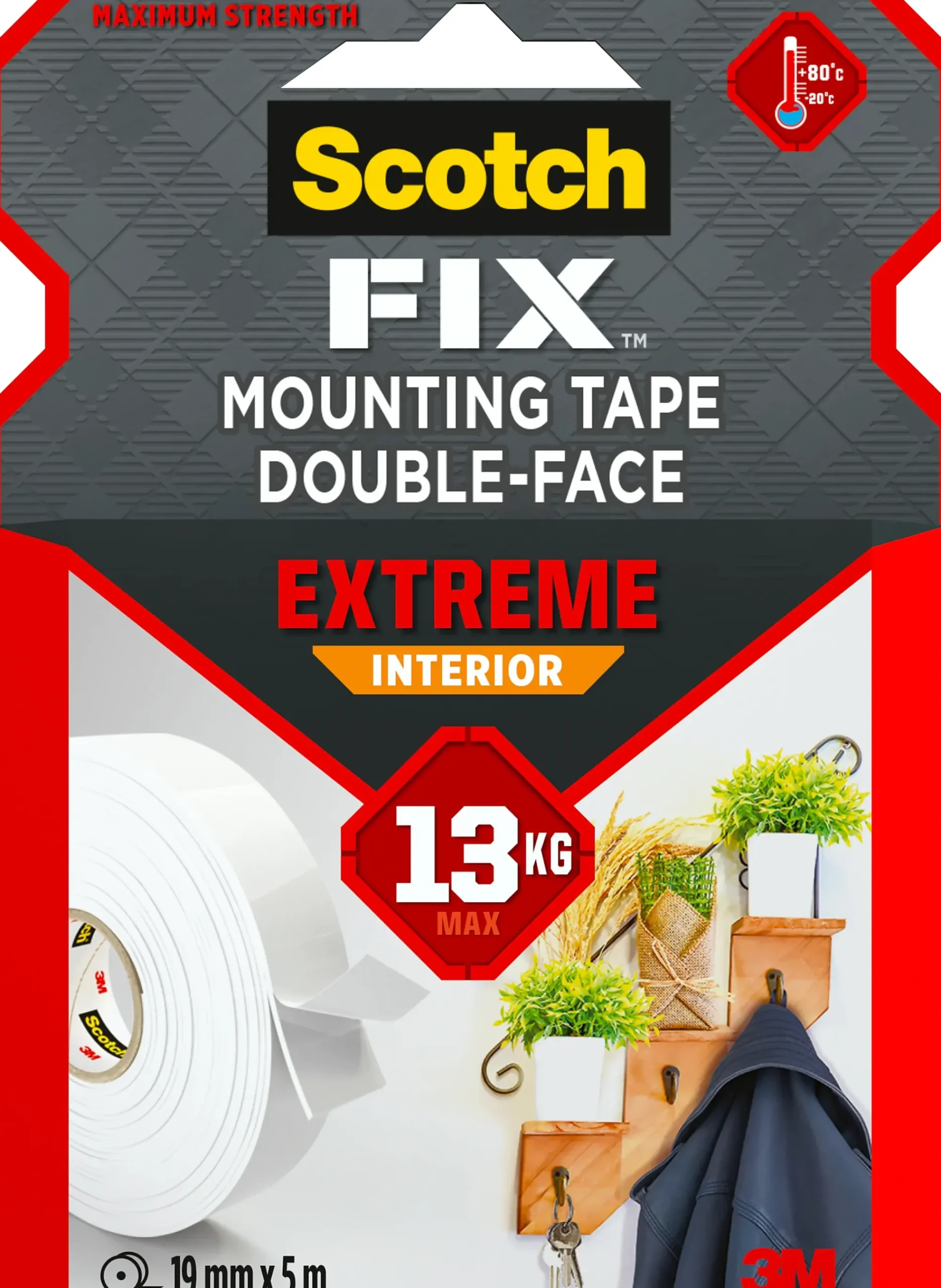 Monteringstape EXTREME 19mmx5m innendørs 13kg-Scotch Discount