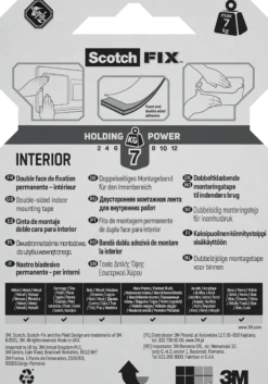 Monteringstape 19mmx1,5m innendørs 7kg-Scotch Clearance