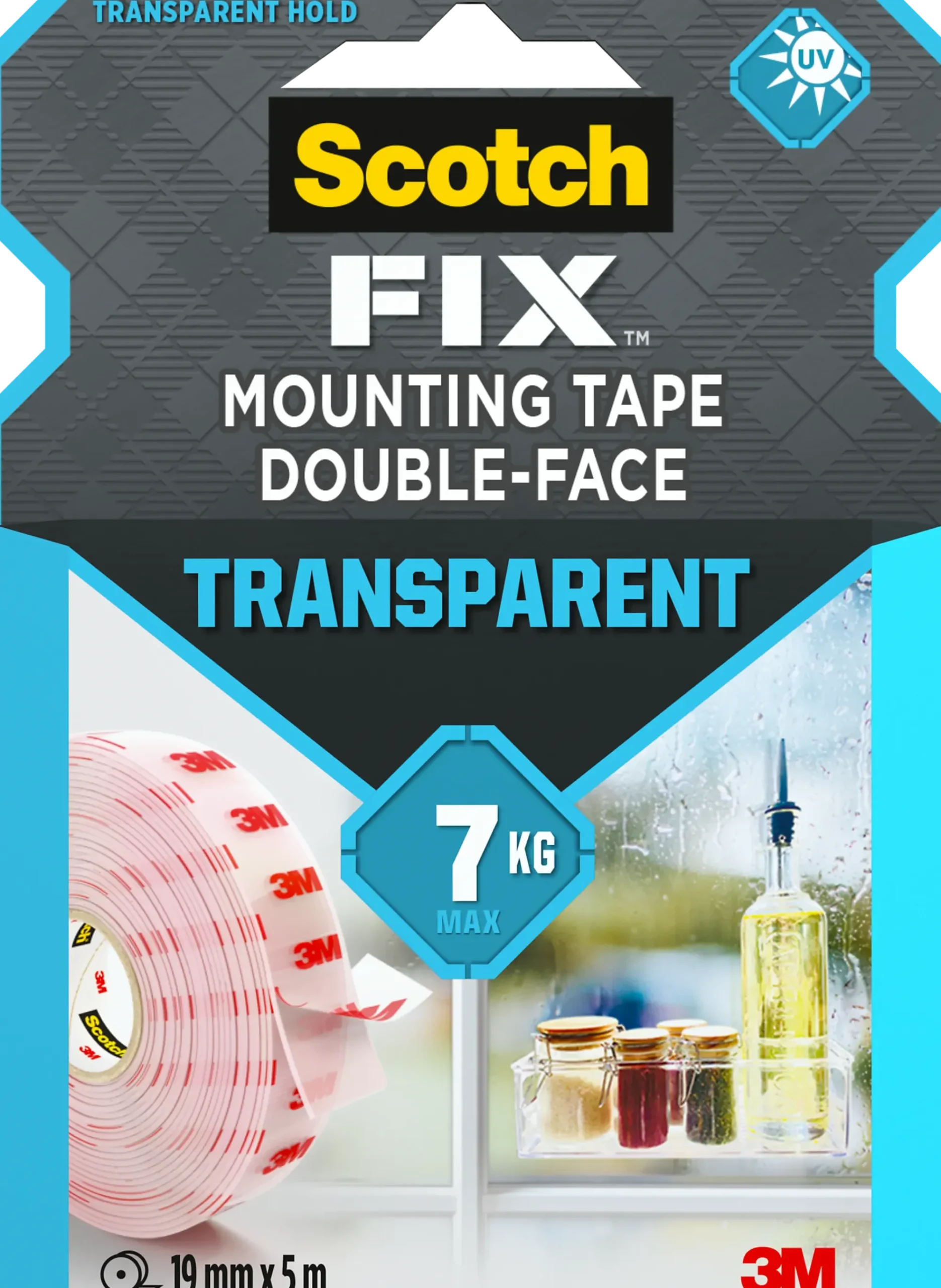 Monteringstape transparent 19mmx5m innendørs 7kg-Scotch Clearance