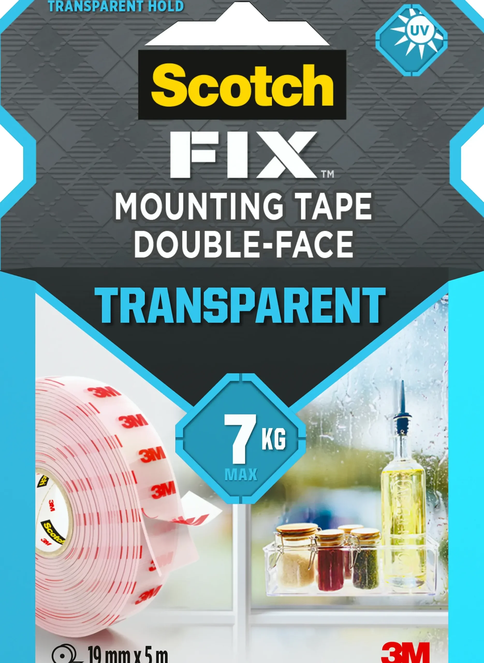 Monteringstape transparent 19mmx5m innendørs 7kg-Scotch Clearance