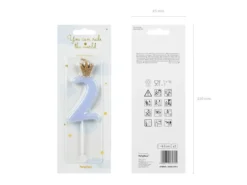 Nummerlys 2 med krone 9,5cm-Partydeco Clearance