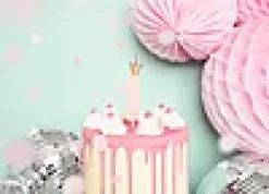 Nummerlys 1 rosa med krone 9,5cm-Partydeco Discount