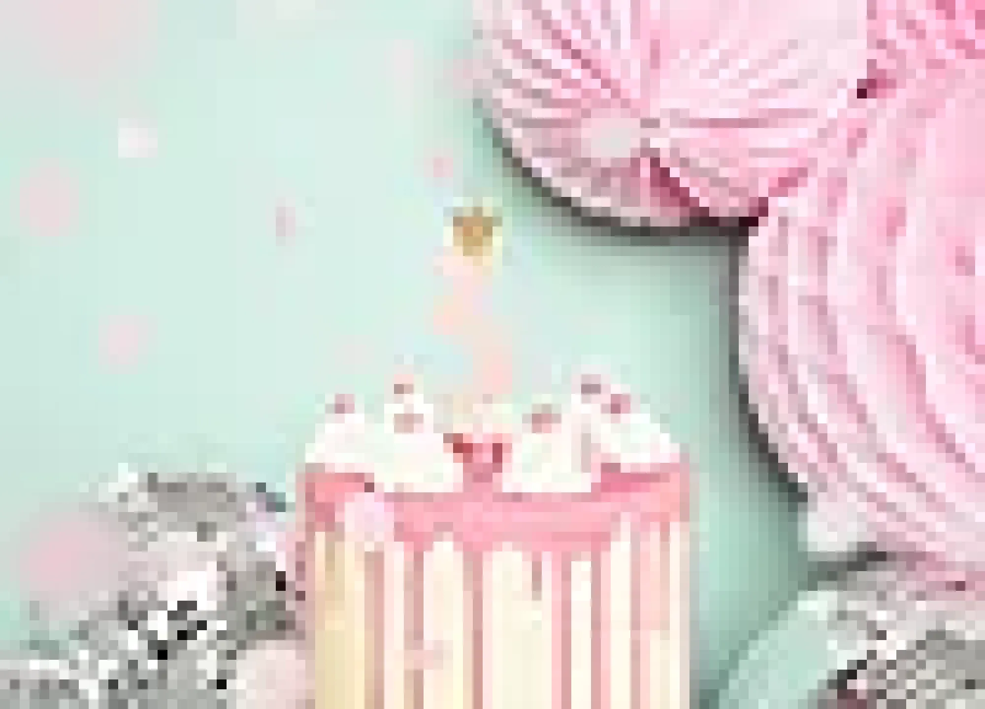 Nummerlys 3 rosa med krone 9,5cm-Partydeco New