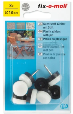 Plastknott m/stift 18mm hvit til harde gulv-Fix O Moll Discount