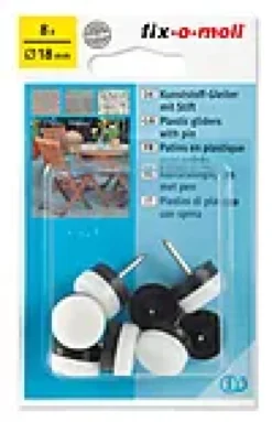 Plastknott m/stift 18mm hvit til harde gulv-Fix O Moll Discount