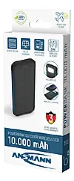 Powerbank 10000mah med ledlys og solcellepanel-Ansmann Sale
