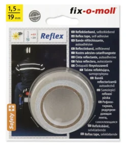 Reflex tape klar/sølv 1,5mX19mm-Fix O Moll Hot