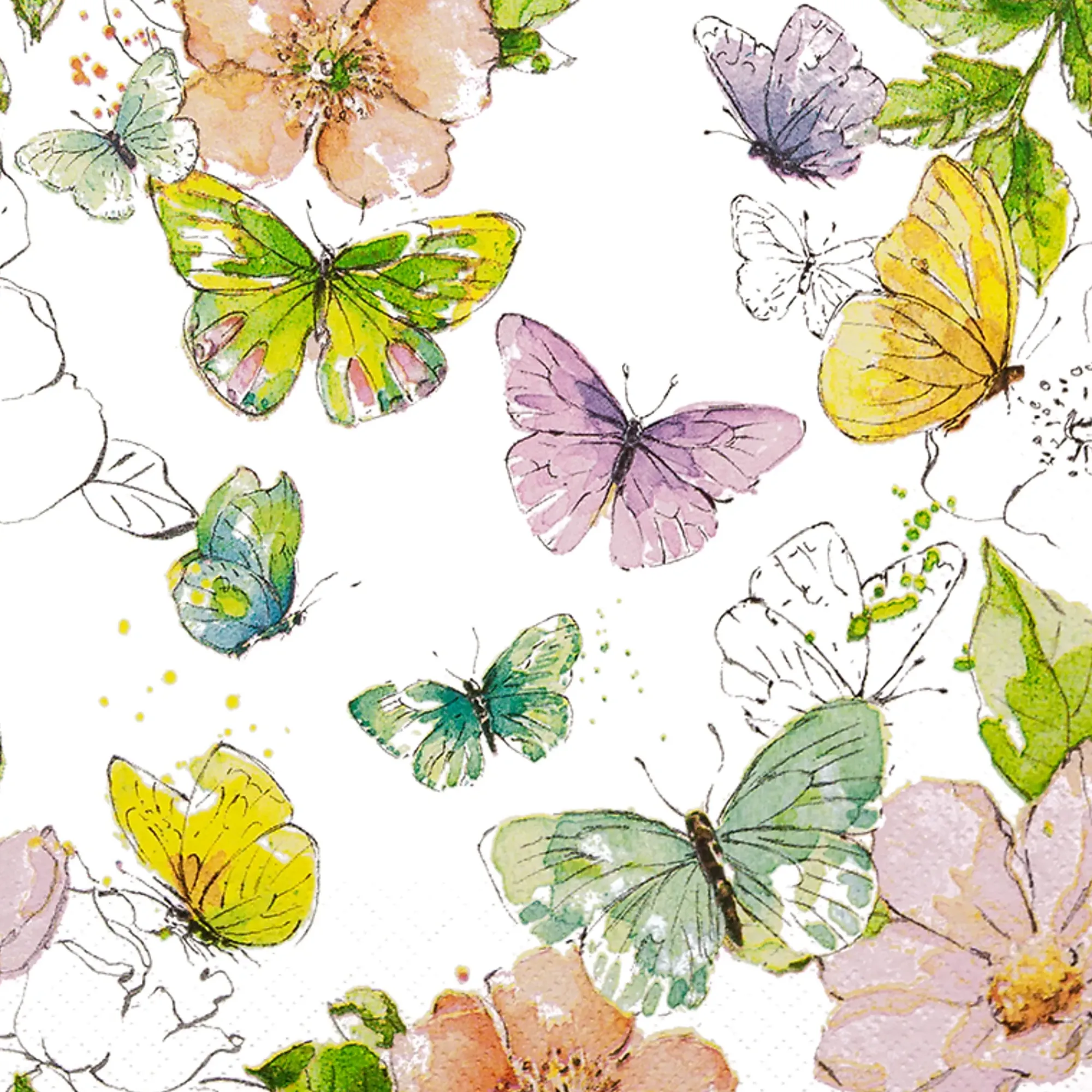 Servietter 33x33cm Colourful Butterflies pure-Daybyday Sale