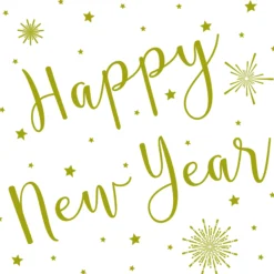 Servietter 33x33cm 20pk Happy New Year! Gold-Daybyday