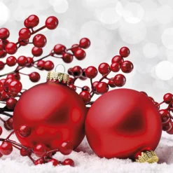 Servietter 33x33cm Red Baubles- New