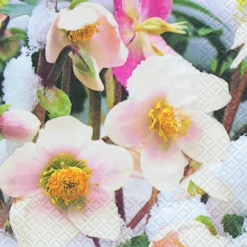 Servietter 33x33cm Snow roses-Home fashion Online