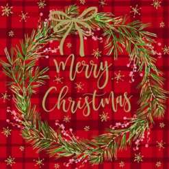 Servietter 33x33cm Tartan Merry Christmas- Outlet