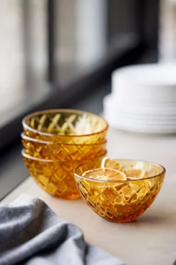 SKÅL SORRENTO 12CM 4STK AMBER GLASS-Lyngby glas Clearance
