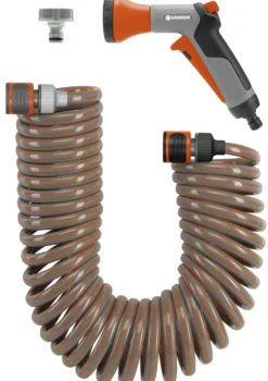 Slangesett spiral 10m med koplinger og pistol-Gardena Clearance