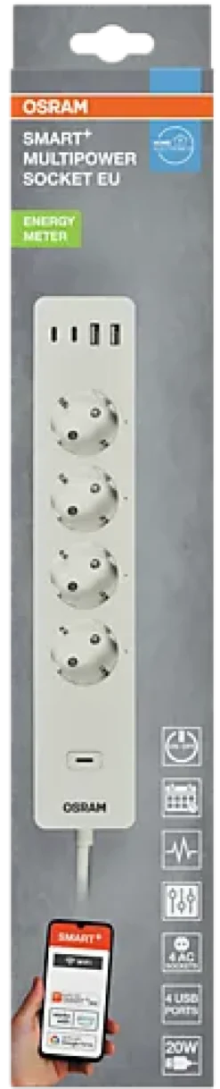 Smart Forgreiner 4-Veis M/4X Usb-A/C wifi Inne Ip20-Osram Sale