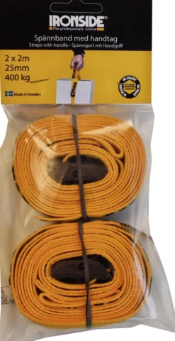 Spennbånd 400kg 25mm m/håndtak 2m 2pk-Ironside Clearance