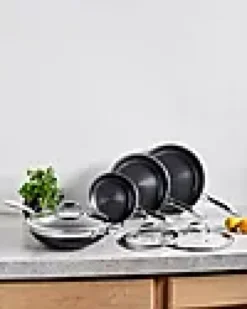 Stekepannesett hybrid med 3 stekepanner 1 Wok og 3 lokk-Hexclad New