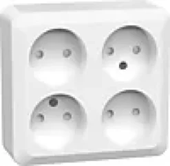 Stikkontakt 4-veis utenpåliggende Connect 2 Home uten jord-Gelia Best