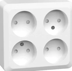 Stikkontakt 4-veis utenpåliggende Connect 2 Home uten jord-Gelia Best