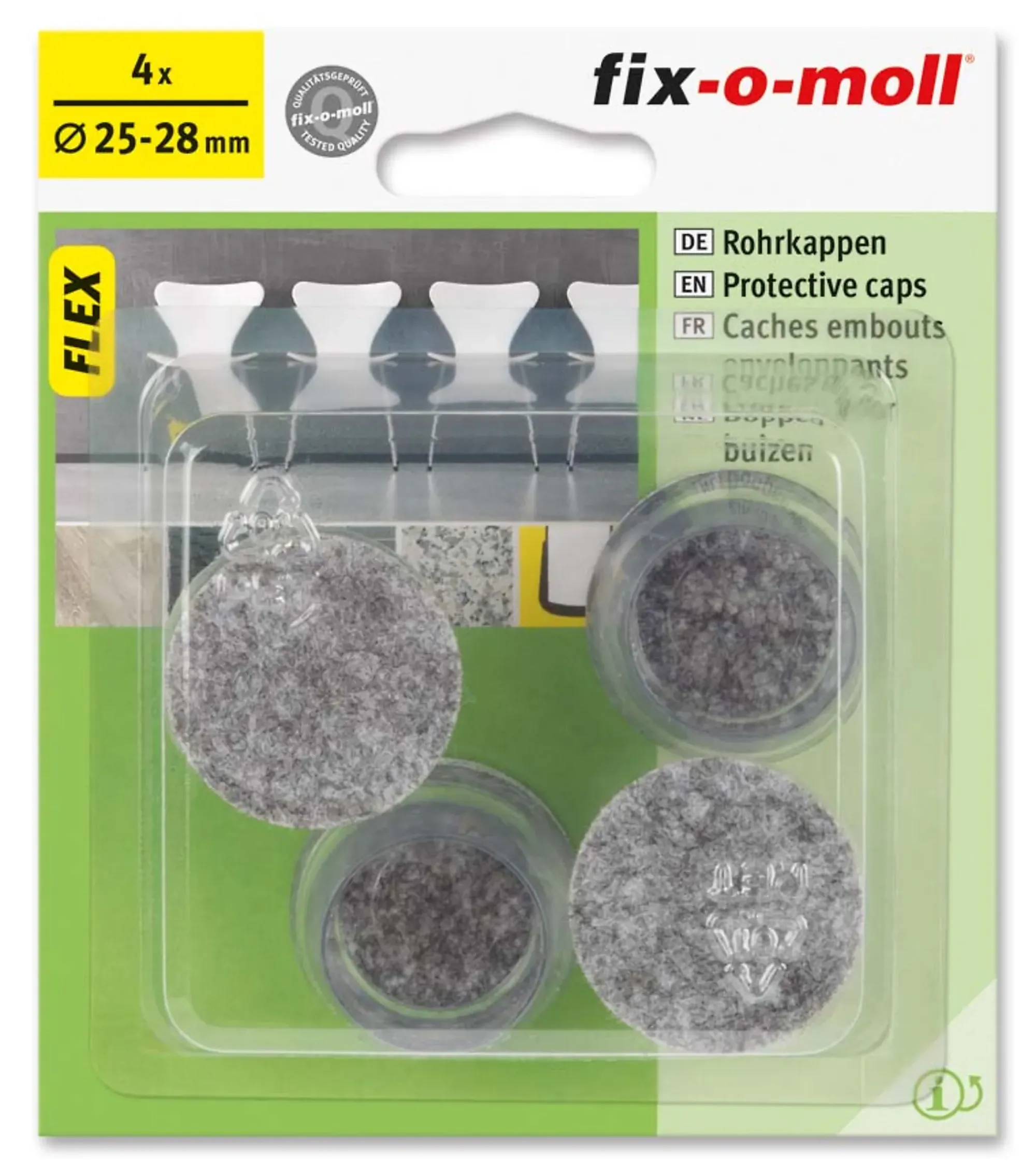 Stolbenhylse m/filt for glatte gulv og tepper transparent 25-28mm-Fix O Moll Sale