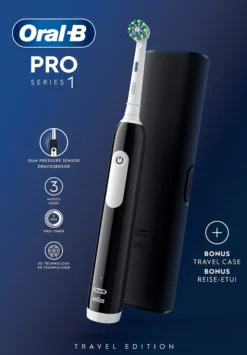 Tannbørste Pro 1 Elektrisk Cross Action sort med reiseetui-Oral b Online