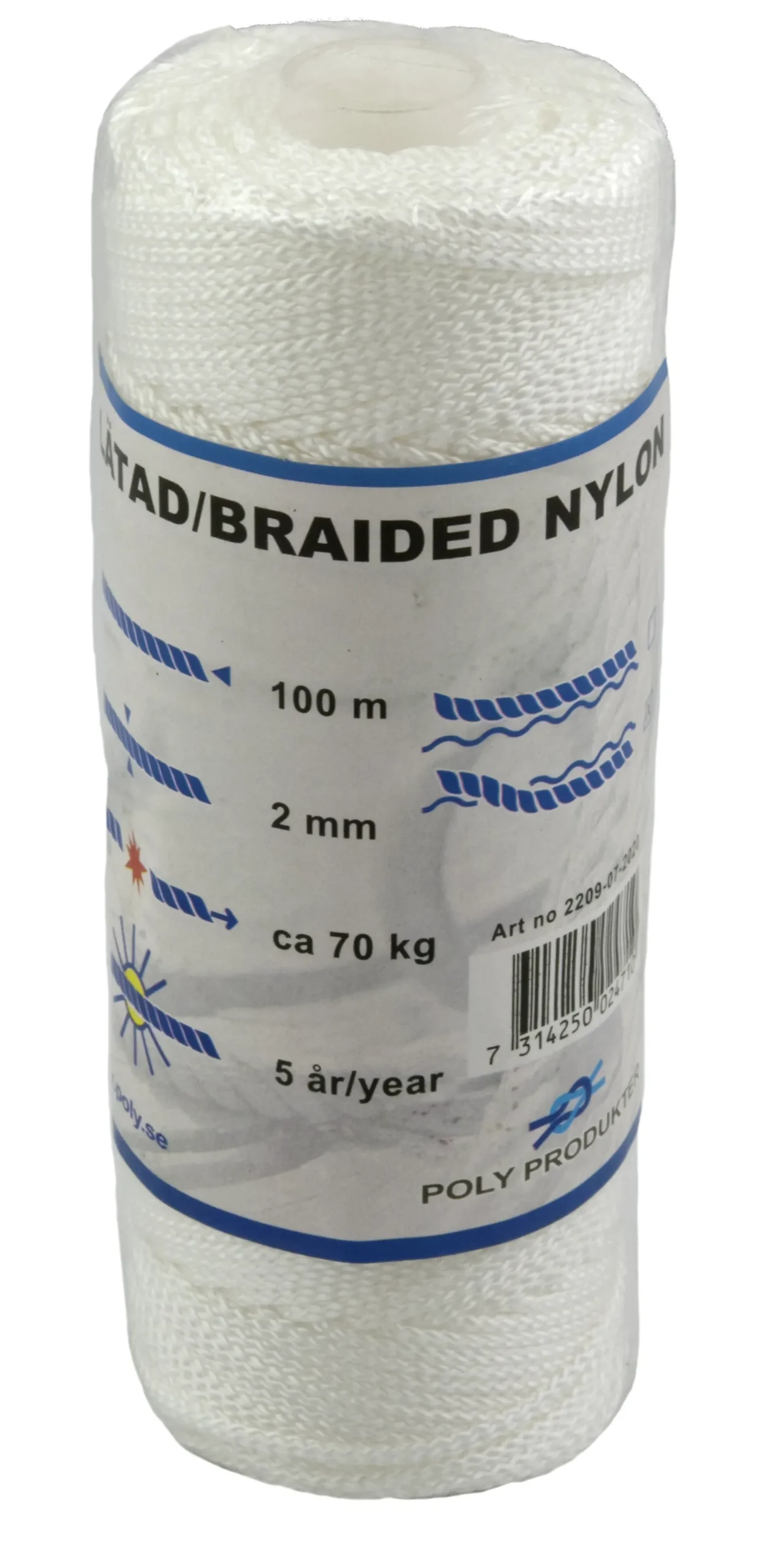 Tau nylon 2mm 100m flettet x-spole-Poly Produkter Online